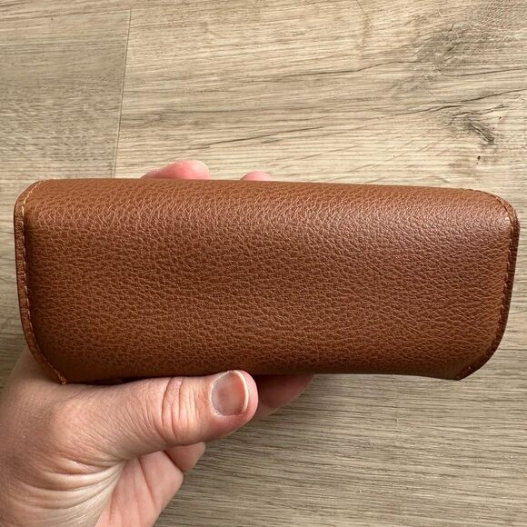 RayBan Eyeglasses Semi-Soft Snap Close Case with Lens Cloth Cognac Brown - Picture 5 of 10